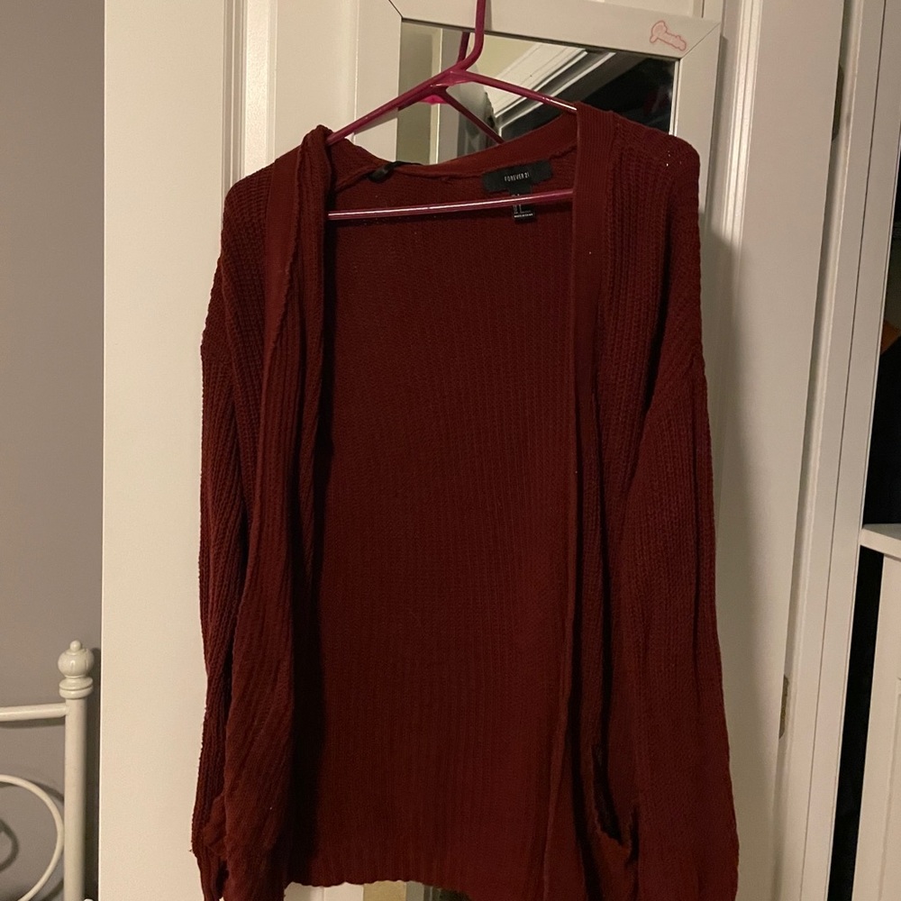 forever 21 maroon cardigan